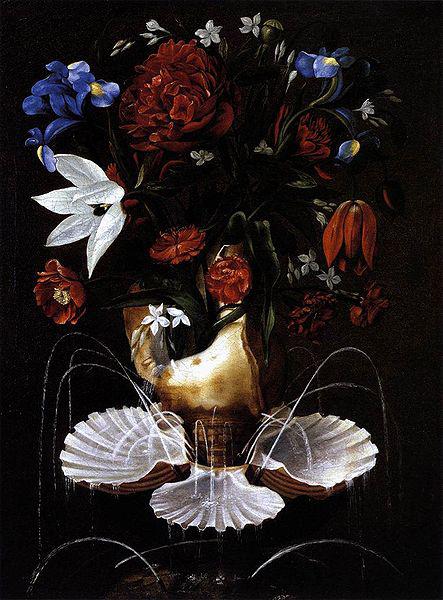 Juan de Espinosa Still-Life with Shell Fountain and Flowers oil painting picture